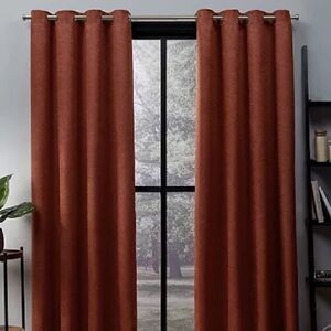 NEW Exclusive Home 2 Pack Oxford Textured Sateen Woven Blackout Window Curtains
